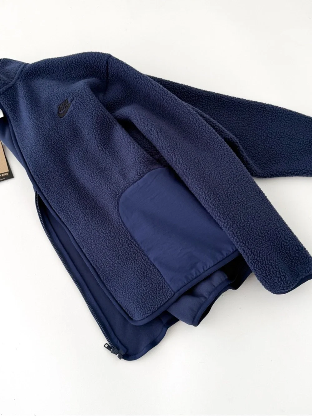 New Nike Sportswear Club Sherpa Fleece Jacket Men's Navy Blue Size L Oversized - Picture 2 of 13